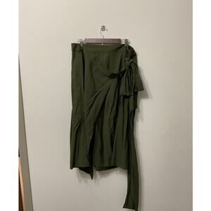 NWT Banana Republic Waimea Olive Twill Wrap Midi Skirt Sz 14 $85 MSRP
